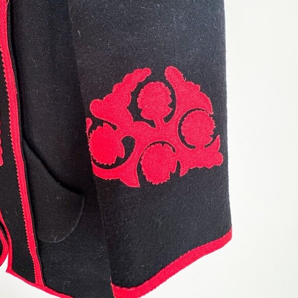 Vintage Eles Fashion Austrian Wool Floral Patchwork Mid Lenght Coat M - Picture 5 of 8